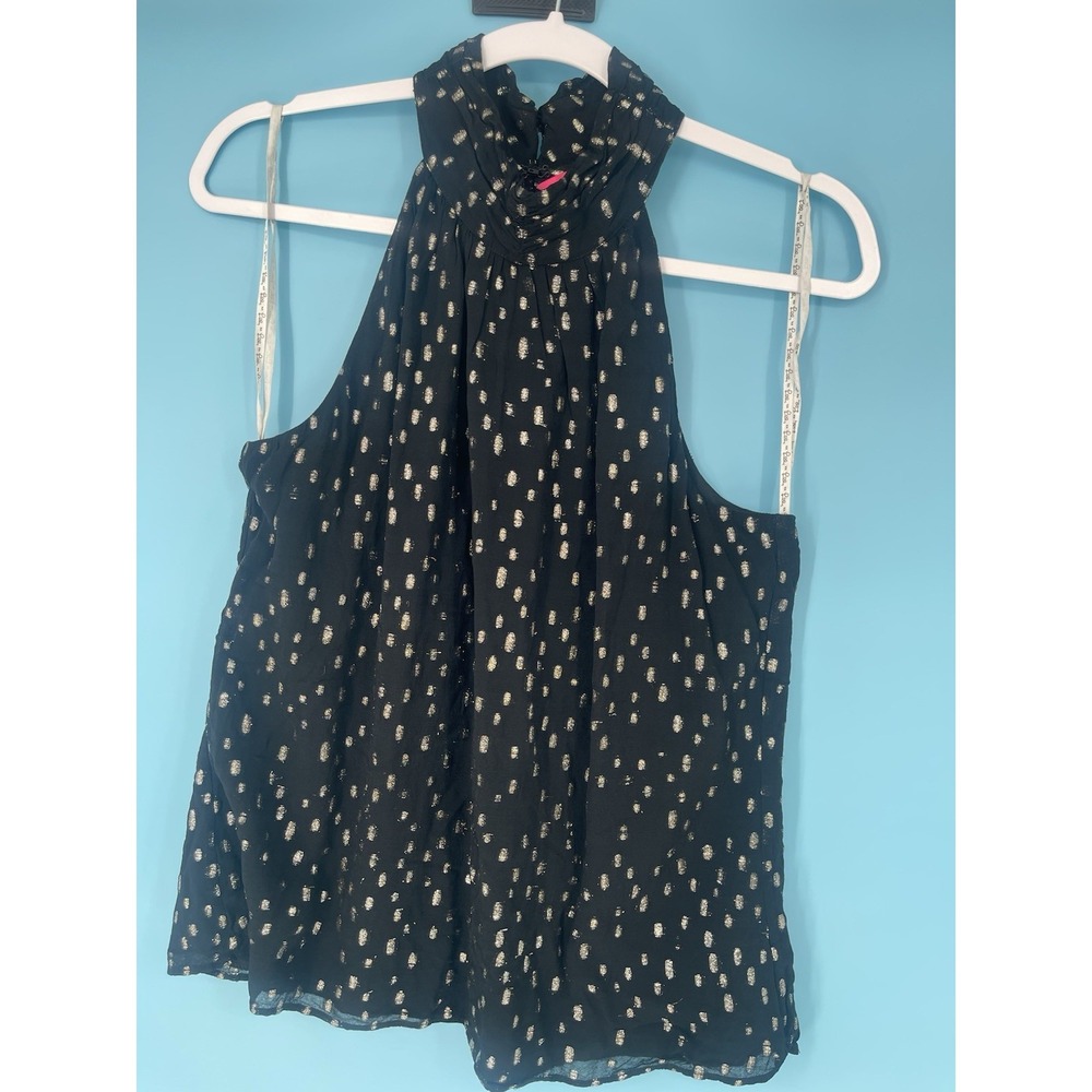 Lilly Pulitzer GOLD METALLIC CLIP DONITA HALTER TOP, ONYX BLACK, Size 12